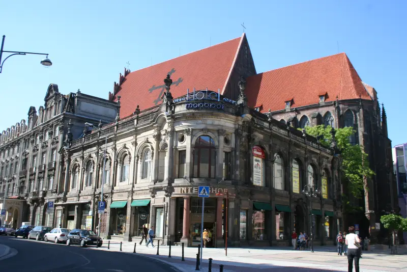 Hotel Monopol Wroclaw Art Nouveau facade from 1892, historic luxury hotel building