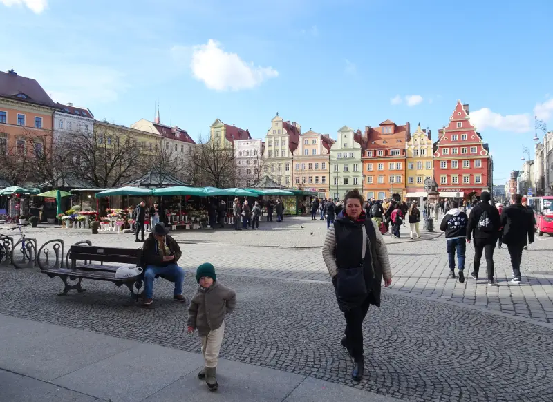 Plac Solny Salt Square in Wroclaw, historic square with 24-hour flower market